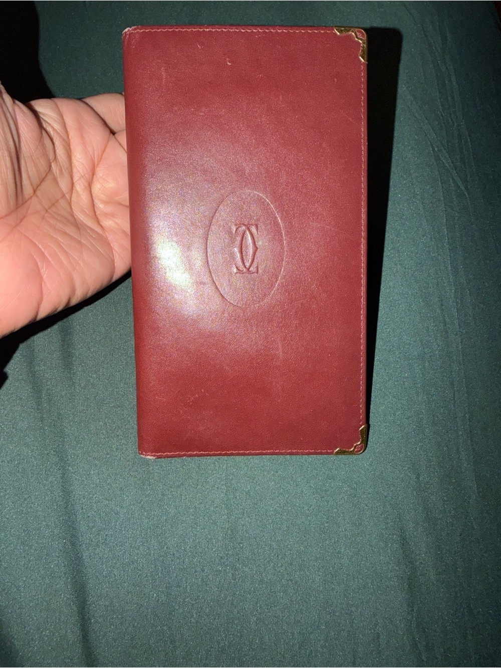 Cartier Burgundy Leather Wallet with Gold hardware Corners
